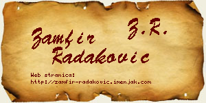 Zamfir Radaković vizit kartica